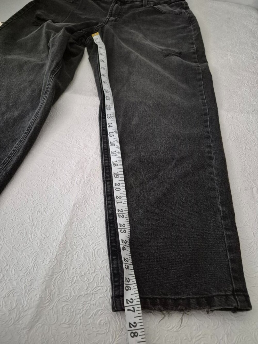 Wild Fable Womens 16 Black Distressed High-Rise Tapered Leg Zipper Denim Jeans - Picture 14 of 16